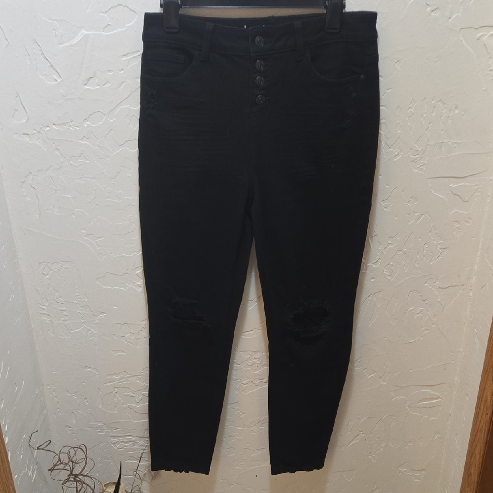 Hippie Laundry Distressed Black Ankle Jeans